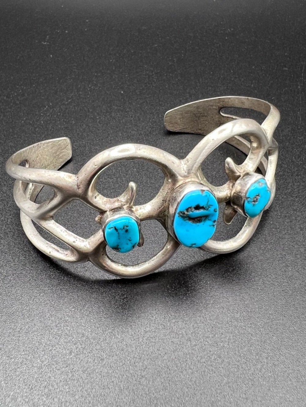 Native American Sandcast Turquoise Cuff - Picture 1 of 7